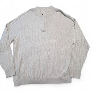 KingSize Men's 2XL Big Quarter Zip Sweater Gray Cotton Wool Blend‎